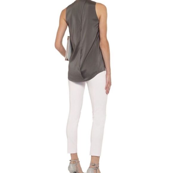 T Alexander Wang Charcoal Drapey Pleated Silk Sleeveless Blouse - Picture 2 of 11